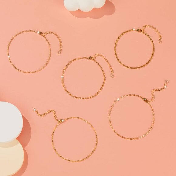 Gold-Style 08 Dainty Stack Beaded, Heart,Rope Bracelets Jewelry Gifts for Women - Picture 6 of 8